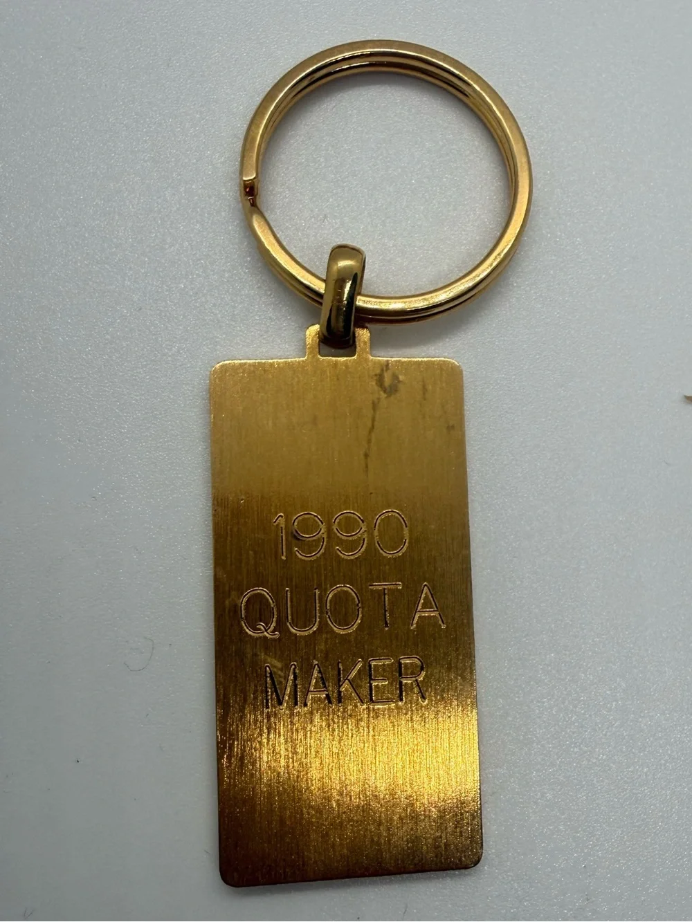 Vintage 1990 GPC Quota Maker Gold Tone Enamel Keychain